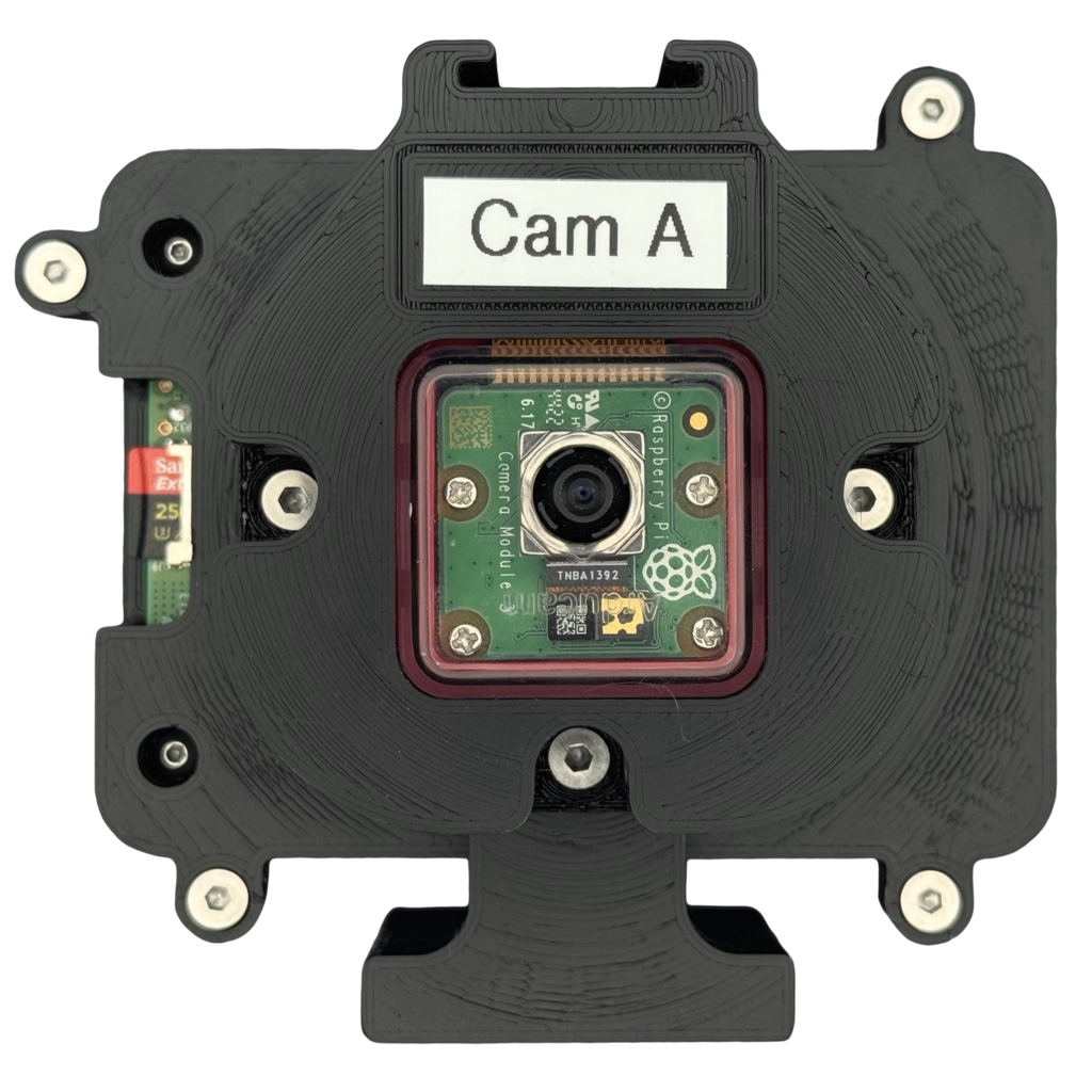 A picture of the actual assembled camera module, labeled Cam A and facing directly at the viewer